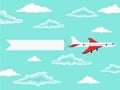 Plane and advertising banner in the cloudy sky Royalty Free Stock Photo