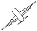 Plane air flight icon. Linear airplane symbol