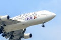 Plane or Aircraft of Thai Smile Airways or Airlines on the sky landing to Suvanabhumi airport.