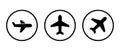 Plane, airplane icon set on circle line. Flight concept Royalty Free Stock Photo