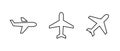 Plane, airplane icon set in line style. Aircraft, flight concept Royalty Free Stock Photo