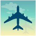 Plane or airplane in the sky icon. Vector illustration in trendy flat style. EPS 10. Royalty Free Stock Photo