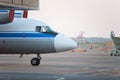 Plane at the airport in the evening