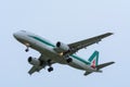 Plane from Alitalia EI-EIC Airbus A320-200 is landing at Schiphol Airport.