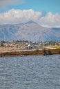 Plane approaching Corfu Ioannis Kapodistrias international airport Royalty Free Stock Photo