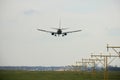 Plane approaching runway Royalty Free Stock Photo