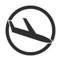Plane Arrival icon in circle - Airport symbol