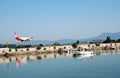 Plane arrives at the airport Royalty Free Stock Photo