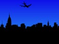 Plane arriving in Manhattan