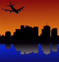 Plane arriving in New Orleans Royalty Free Stock Photo