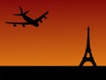 Plane arriving in Paris Royalty Free Stock Photo