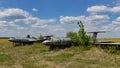 Plane- 8 August 2020: Old aircraft Antonov An-2 at abandoned Airbase aircraft cemetery in Vovchansk, Kharkov region, Ukraine