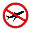 Plane aviation prohibited warning sign icon