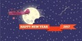 Plane with Banner Happy New Year on Sky for Web, Mobile and. Vector Royalty Free Stock Photo