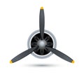 Plane blade propeller, vector airplane wood engine logo icon. Aircraft propeller fan