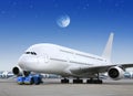 Plane in the bright of the moon