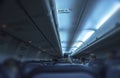 Plane cabin with passengers Royalty Free Stock Photo