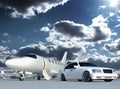 Plane and car