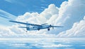 a plane in a clear blue sky Royalty Free Stock Photo