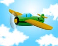 a plane clip art, cartoon, icon flying in the blue sky by vector design Royalty Free Stock Photo