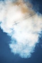 The Plane in a cloud of smoke Royalty Free Stock Photo