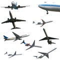 Plane collection isolated on a white background. Royalty Free Stock Photo