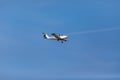 Plane coming in to land at Liverpool John Lennon Airport Royalty Free Stock Photo