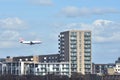 Airplane coming in to land Royalty Free Stock Photo