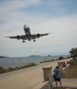 Plane coming in to land, Skiathos, Greece