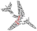 Plane crash or air crash. Word cloud illustration.