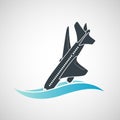 Plane Crash icon. A terrorist act. Royalty Free Stock Photo