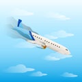 Plane crash vector flat style. Royalty Free Stock Photo