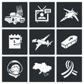 Plane crash Vector Icons Set