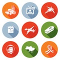 Plane Crash in a war zone Icons Set. Vector Illustration.