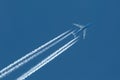 Plane at cruising altitude Royalty Free Stock Photo