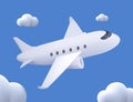 Plane 3D icon render. Airplane 3d vector cartoon icon isolated on blue. Travel concept. Booking service or travel agency Royalty Free Stock Photo