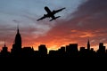 Plane departing Manhattan Royalty Free Stock Photo