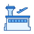 Plane departure line icon.