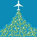 Plane distributing banknotes Financial concepts. vector illustration