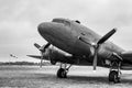 Plane Douglas C-47 Skytrain, DC-3 United States Army Air Force, L4, Dakota Royal Air Force, R-40 US Navy, landing in Normandy