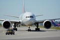 Plane A6-EPJ - Boeing 777-31HER - Emirates preparing to take off. Royalty Free Stock Photo