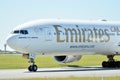 Plane A6-EPJ - Boeing 777-31HER - Emirates preparing to take off. Royalty Free Stock Photo