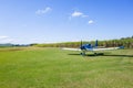 Plane Light Prop Aircraft Farm Grass Airstrip Royalty Free Stock Photo