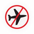 Plane fighter fly prohibited sign symbol icon