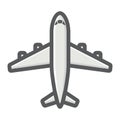 Plane filled outline icon, transport air vehicle Royalty Free Stock Photo