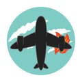 plane on fire. Vector illustration decorative design Royalty Free Stock Photo