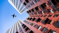 The plane flew overhead in a densely populated residential area. Moscow