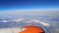 The plane flies over the snowy mountain landscapes in Turkey - view from the window 12