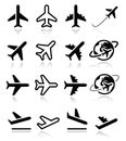 Plane, flight, airport icons set Royalty Free Stock Photo