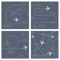 Plane flight with dotted trace of airplane